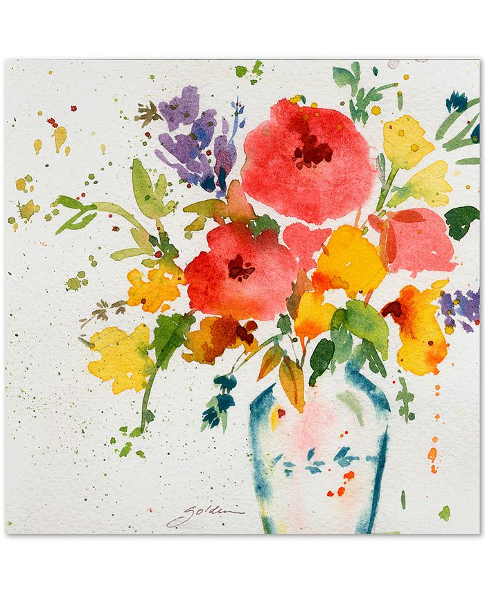 Trademark Global - Sheila Golden White Vase with Bright Flowers 24" x 24" Canvas Art Print