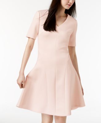 Calvin Klein - V-Neck Scuba Fit & Flare Dress