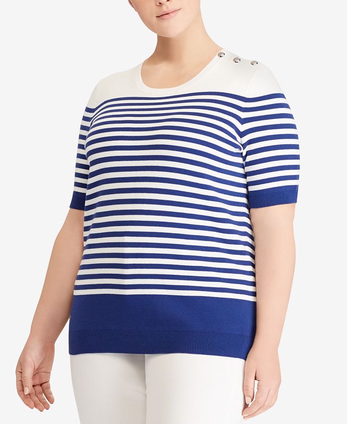 Lauren Ralph Lauren Plus Size Striped Cotton Sweater Macy's
