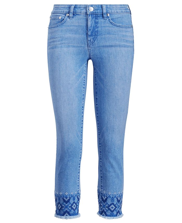 Lauren Ralph Lauren Embroidered Straight Crop Jeans - Macy's