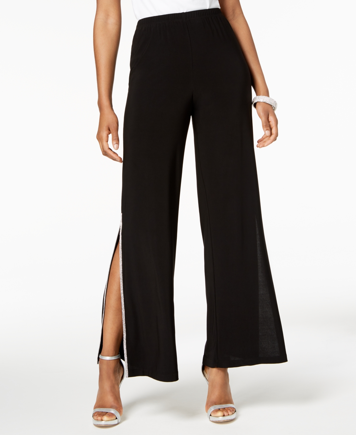 Sequined Wide-Leg Pants, Regular & Petite Sizes - Black