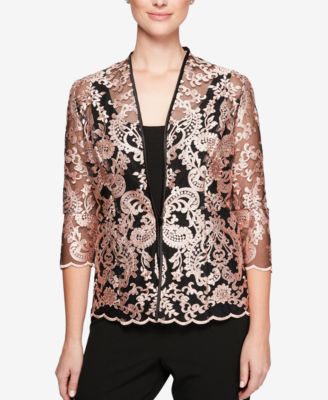 Alex Evenings - 3/4-Sleeve Embroidered Jacket & Top