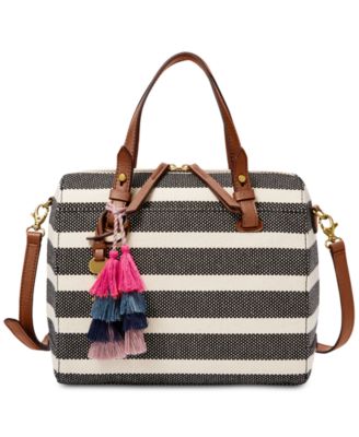 Fossil Stripe Rachel Small Satchel 