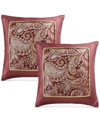 Madison Park - Aubrey 20" Square Paisley Jacquard Faux-Silk Pair of Decorative Pillows