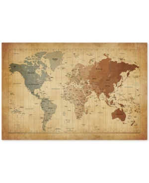Trademark Global Michael Tompsett 'time Zones Map Of The World' Canvas Art In No Color