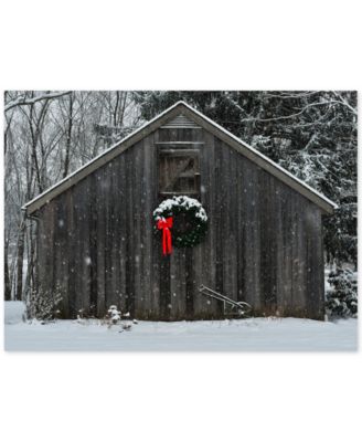 Trademark Global - Kurt Shaffer 'Christmas Barn in the Snow' 35" x 47" Canvas Wall Art
