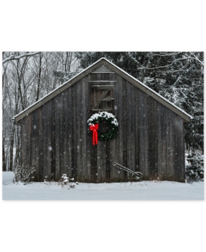 Trademark Global Kurt Shaffer 'christmas Barn In The Snow' Canvas Art In No Color