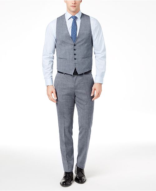 Hugo Boss HUGO Men's ModernFit Stretch Gray/Blue Glen Plaid Vested