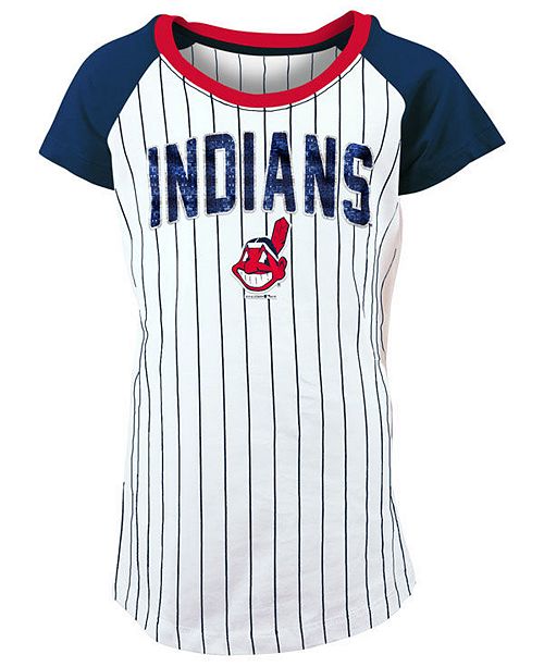 5th Ocean Cleveland Indians Sequin Pinstripe T Shirt Girls 4
