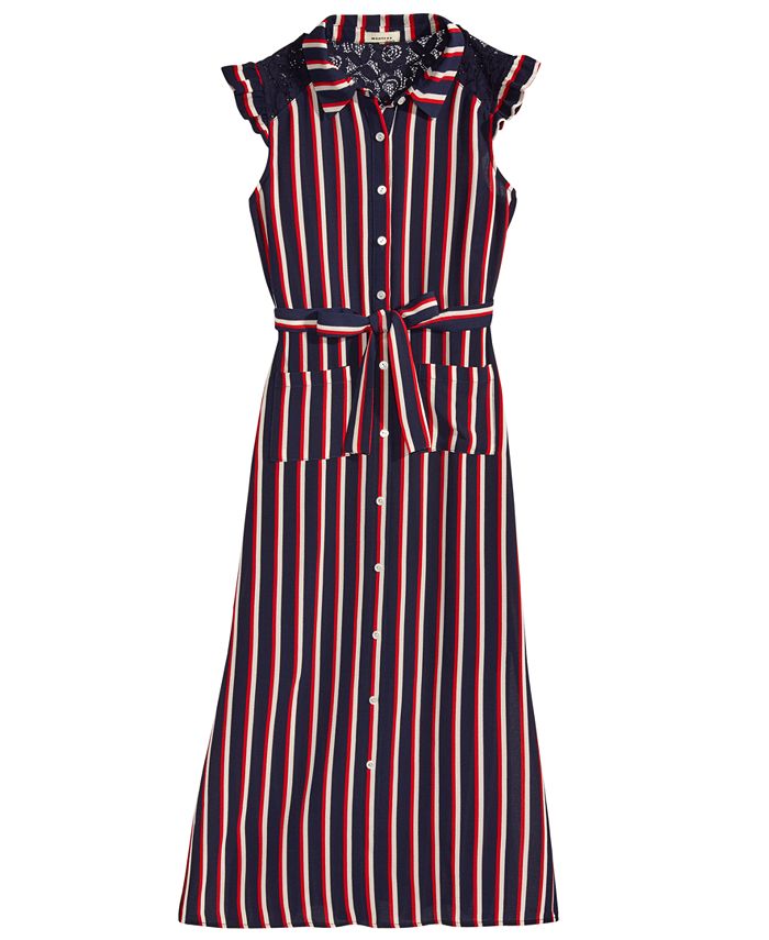 Monteau Big Girls Striped Maxi Shirtdress - Macy's