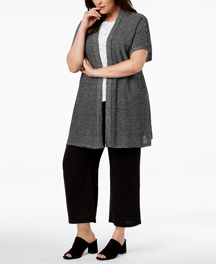 Eileen Fisher Plus Size Organic Linen Kimono Cardigan Macy s