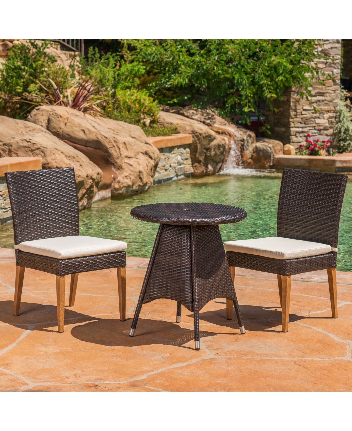 Shop Noble House Madrid 3-pc. Outdoor Dining Set In Brown