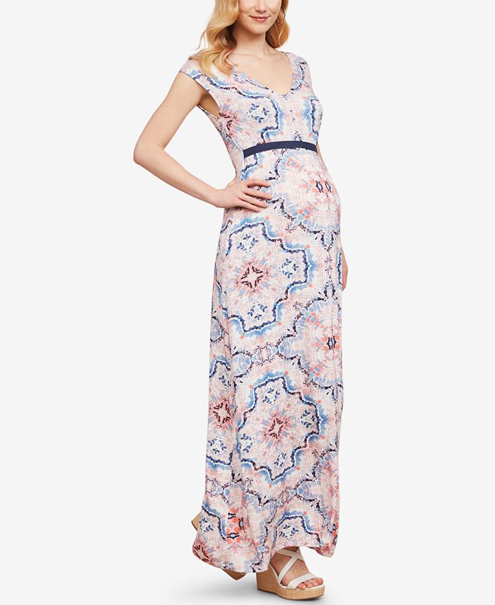 Jessica Simpson Maternity Printed Maxi Dress - Macy's
