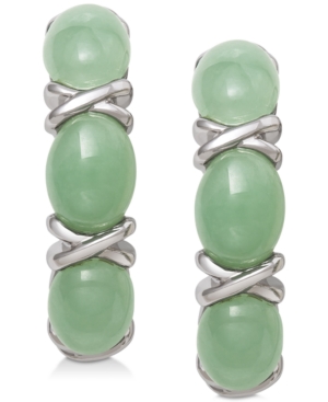 image of Dyed Jade (5mm x 7mm) Curved Drop Earrings in Sterling Silver