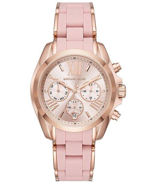 michael kors bradshaw rose tone & pink bracelet smart watch