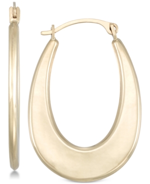 image of Polished Graduated Oval Hoop Earrings in 10k Gold