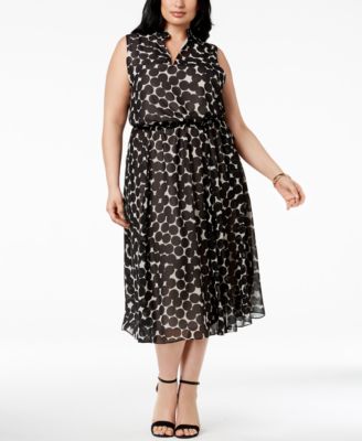 Anne Klein - Plus Size Drawstring-Waist Midi Dress