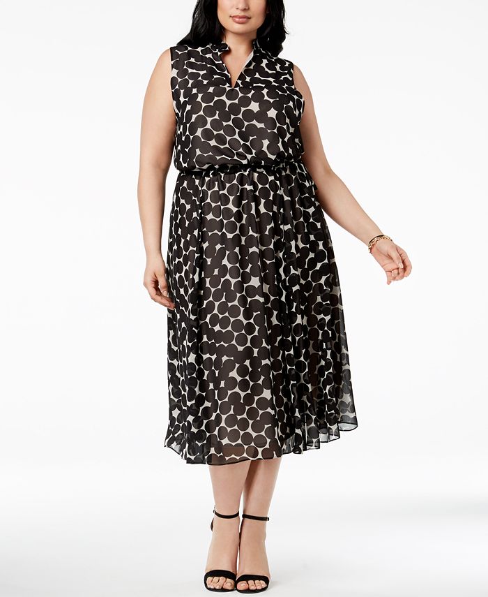 Anne Klein Plus Size Drawstring-Waist Midi Dress - Macy's