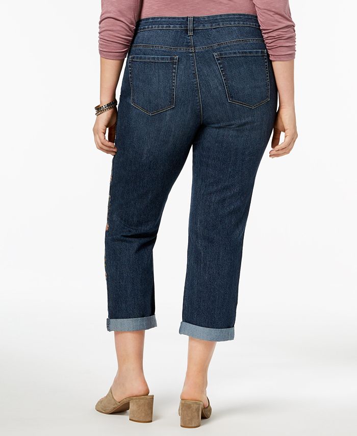 Style & Co Plus Size Embroidered Boyfriend Jeans, Created for Macy's ...