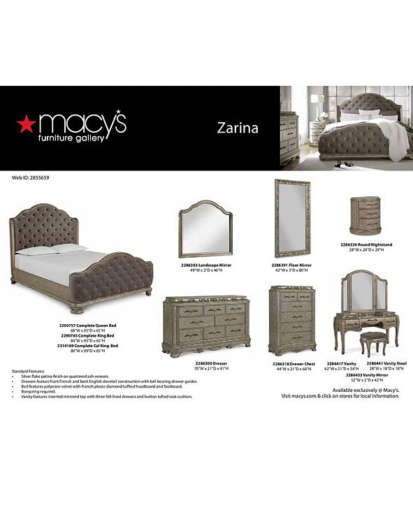 Furniture Zarina Bedroom Furniture Collection & Reviews ...