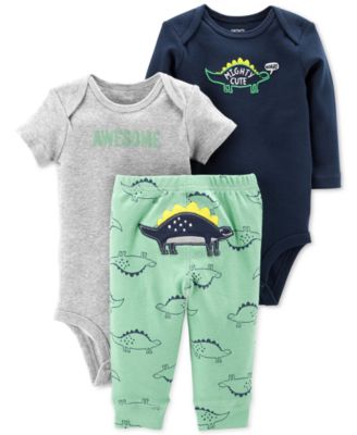 Carter's - 3-Pc. Cotton Dinosaurs Bodysuits & Pants Set, Baby Boys