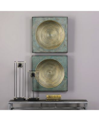 Sybil 2-Pc. Antiqued Gold-Tone Squares Wall Art Set 