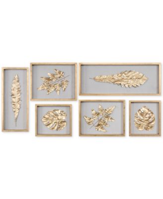 Uttermost - Golden Leaves 6-Pc. Shadow Box Wall Art Set