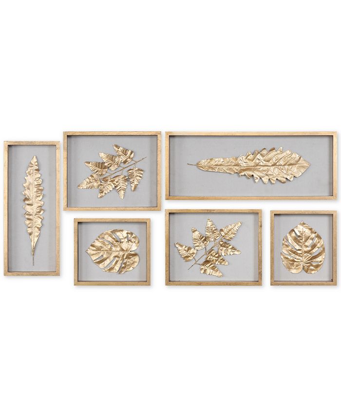 Uttermost - Golden Leaves 6-Pc. Shadow Box Wall Art Set