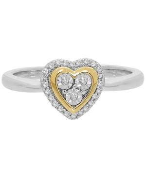 image of Diamond Heart Ring in 14k Gold over Sterling Silver (1/10 ct. t.w.)