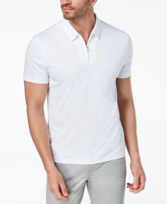 mens white zip polo