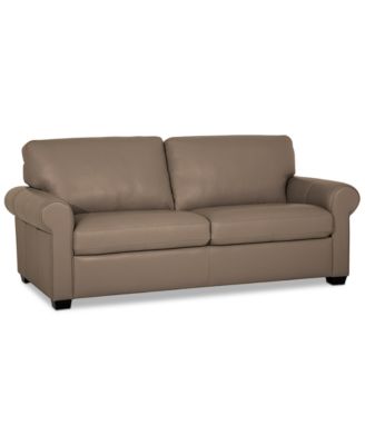 Orid 77" Leather Roll Arm Apartment Sofa
