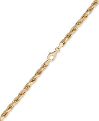 Diamond Cut Rope 22" Chain Necklace (4mm) in 14k Gold, Made in Italy