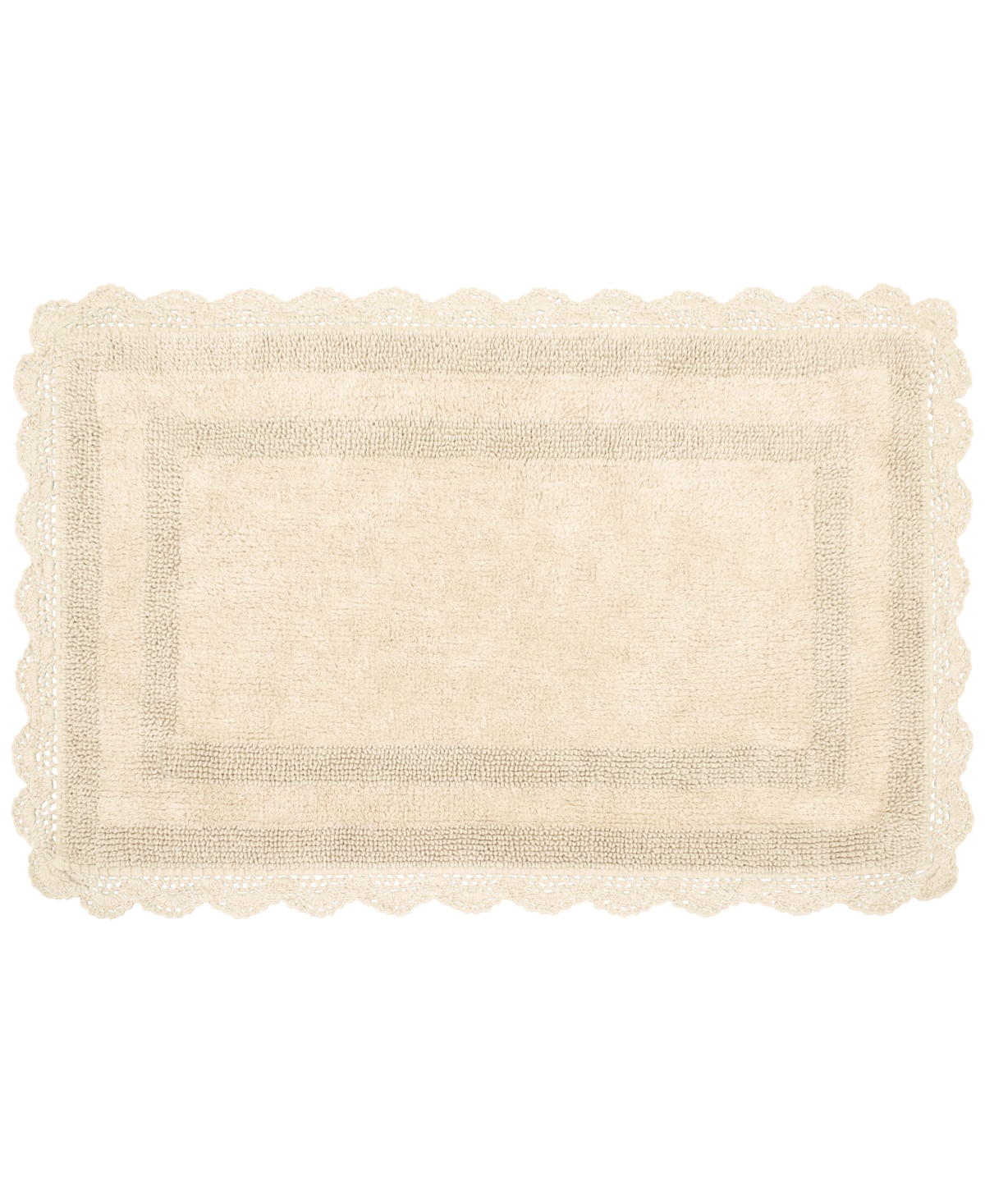 Laura Ashley Crochet Reversible Cotton Bath Rug, 17" X 24" In Linen