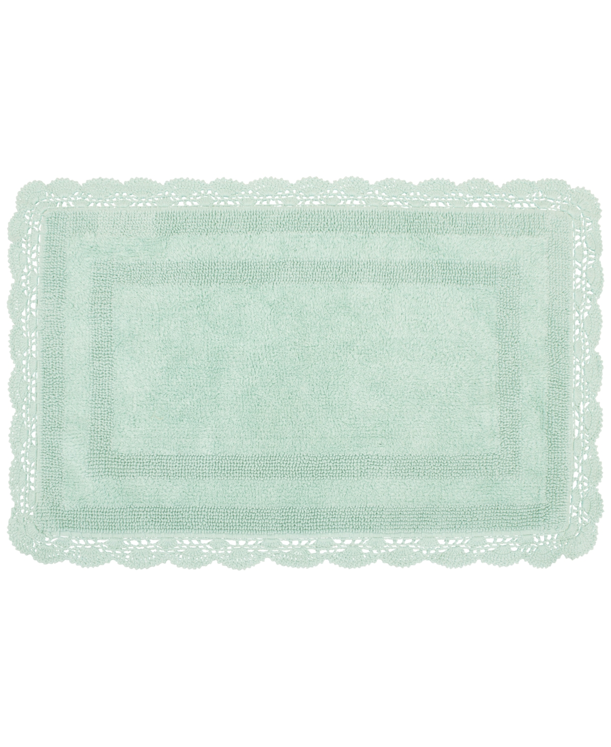 Laura Ashley Cotton Crochet Bath Rug In Aqua