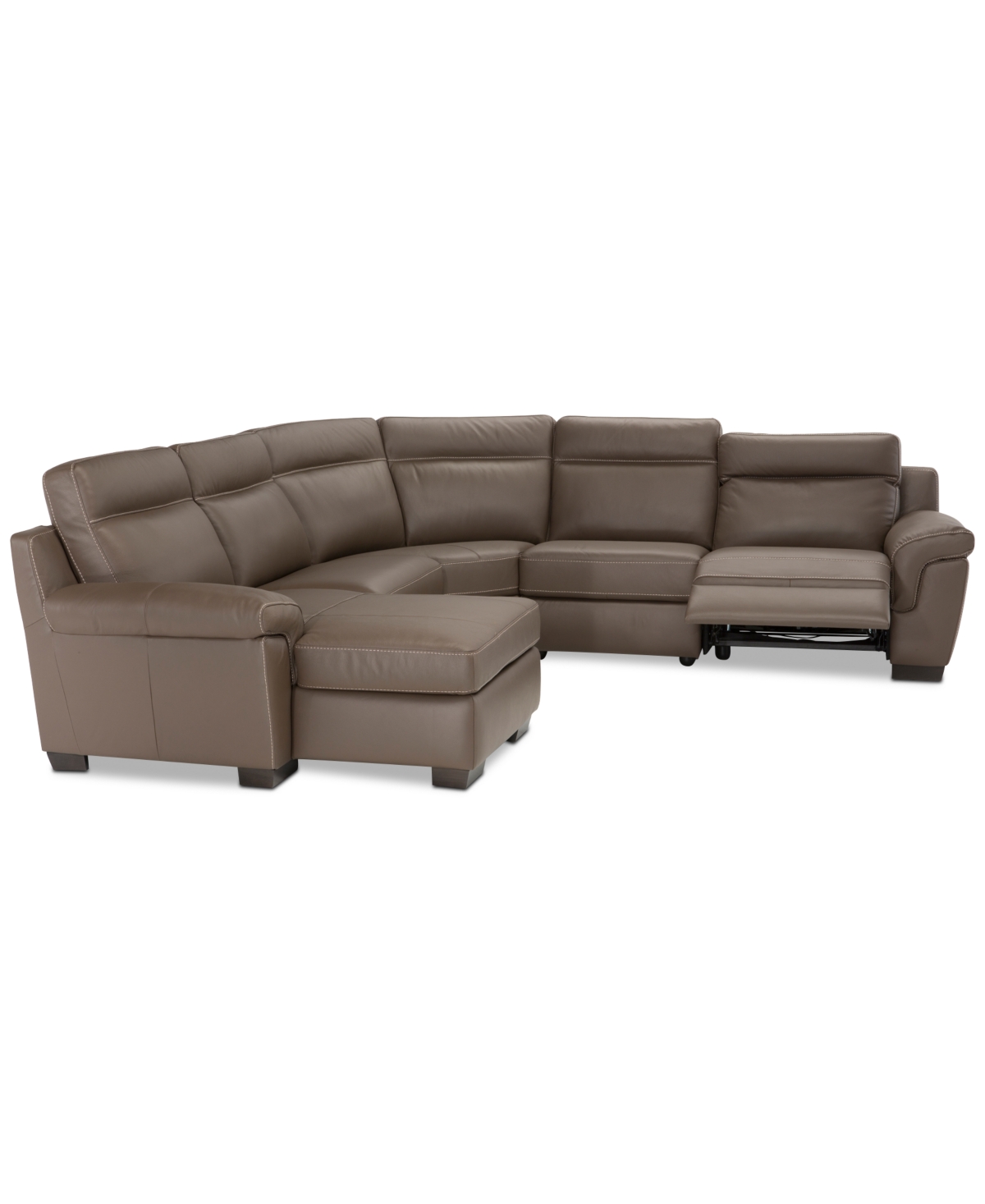 Closeout! Julius Ii 5-Pc. Leather Chaise Sectional Sofa With 1 Power Recliner, Headrest & Usb Outlet, Created for Macy's