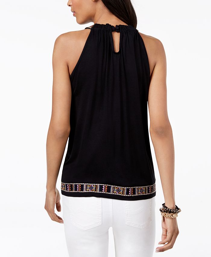 INC International Concepts I.N.C. Petite Embroidered Keyhole Top ...