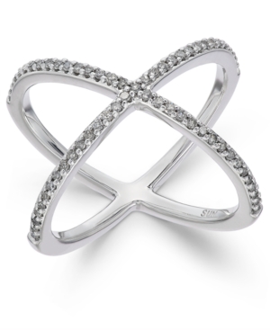 image of Diamond X Ring (1/3 ct. t.w.) in Sterling Silver