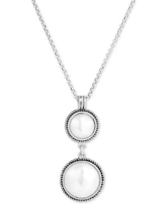 Lucky Brand - Silver-Tone Double-Stone Pendant Necklace, 26" + 2" extender
