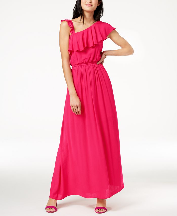 The Edit By Seventeen Juniors' Crepe One-Shoulder Maxi Dress, Created ...