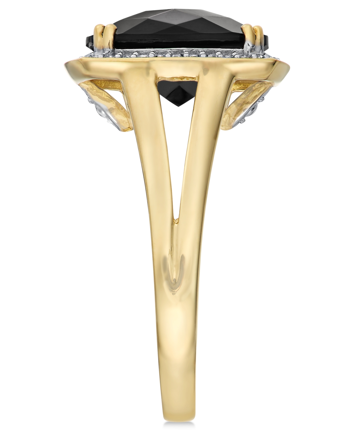 Faceted Onyx (4-1/2 ct. t.w.) and Diamond (1/5 ct. t.w.) Ring in 14k Gold