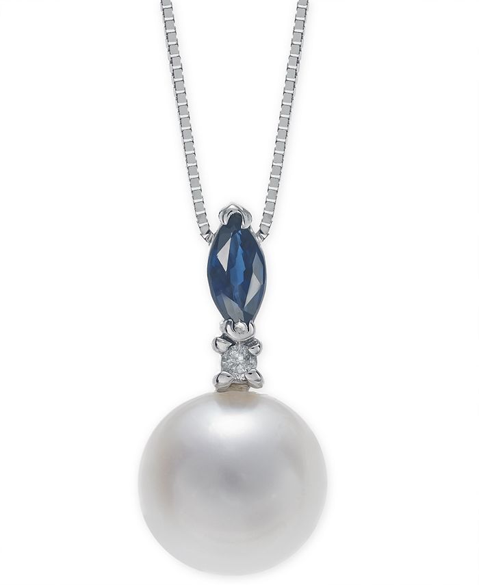 Macy's Cultured Freshwater Pearl (7-1/2mm), Sapphire (1/4 ct. t.w ...