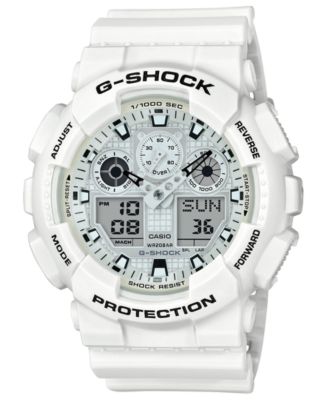 G-Shock Men's Analog-Digital White Resin Strap Watch 51.2mm - Macy's