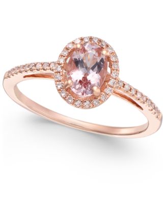 Macy's - Morganite (5/8 ct. t.w.) and Diamond (1/6 ct. t.w.) Ring in 14k Rose Gold