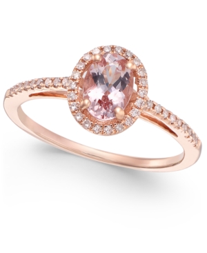 image of Morganite (5/8 ct. t.w.) and Diamond (1/6 ct. t.w.) Ring in 14k Rose Gold