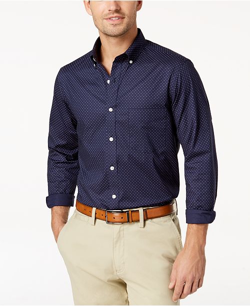 Club Room Long Sleeve Dot Print Stretch Shirt Created For Macy S