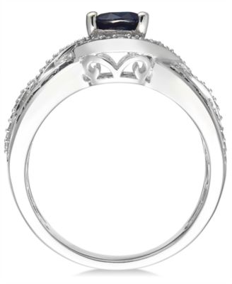 Sapphire (2-3/4 ct. t.w.) and Diamond (1/3 ct. t.w.) Ring in 14k White Gold