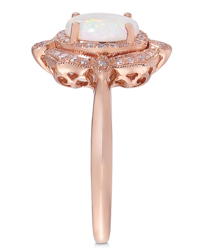 EFFY Collection - Opal (5/8 ct. t.w.) and Diamond (1/6 ct. t.w.) Oval Ring in 14k Rose Gold