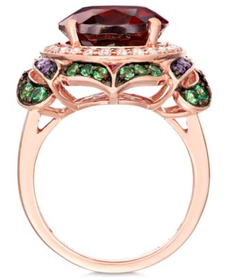 Crazy Collection&reg; Garnet (7-5/8 ct. t.w.) and Multi-Stone Round Flower Ring in 14k Rose Gold (Also Available in London Blue Topaz)