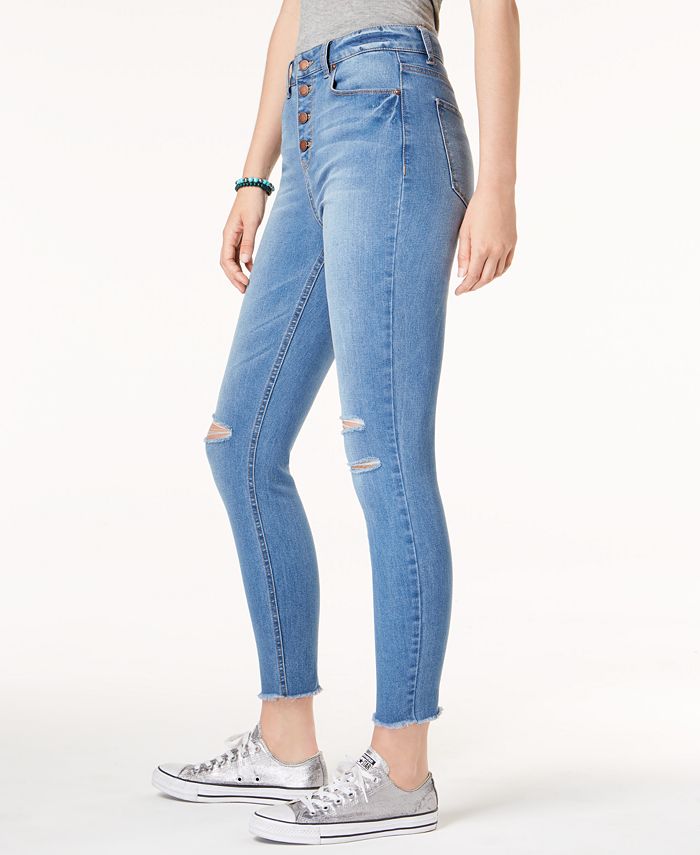 Tinseltown Juniors' Ripped ButtonFly Skinny Jeans Macy's