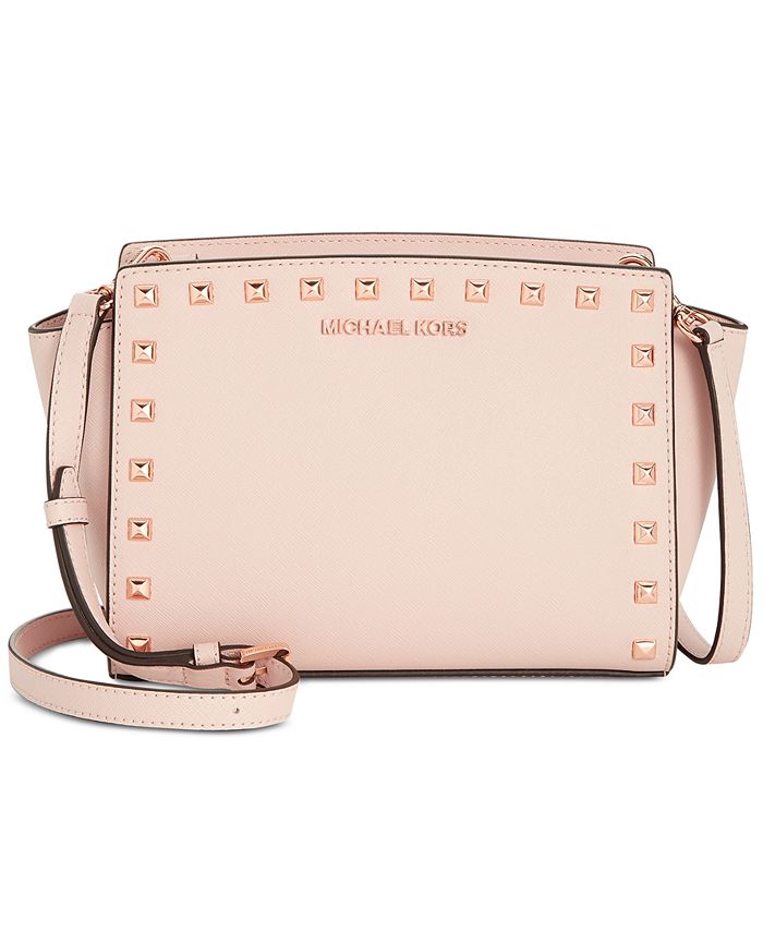 Michael Kors Selma Stud Medium Messenger Leather Crossbody Handbag
